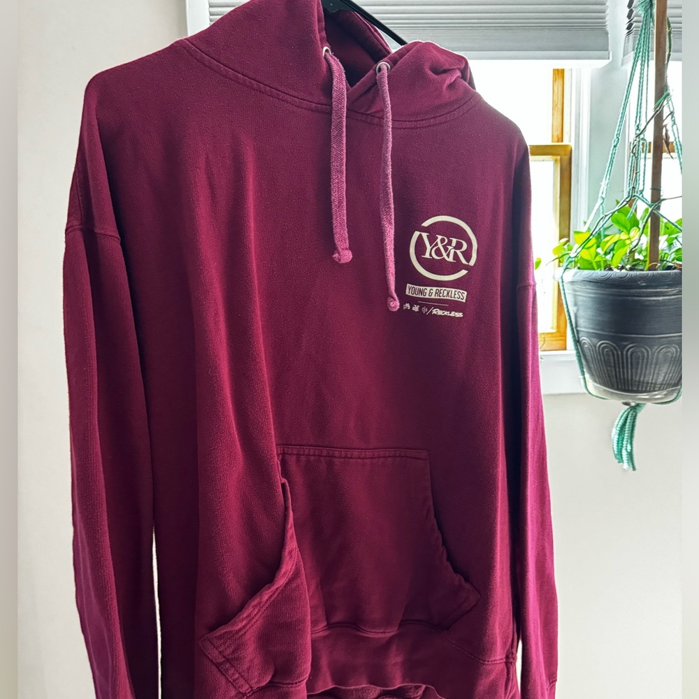 Young & Reckless Burgandy Graphic Hoodie